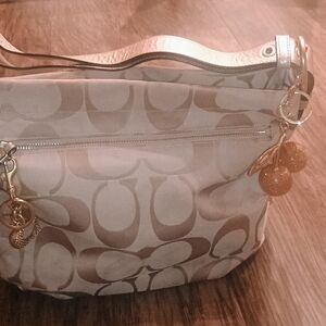 Coach Signature Jacquard Hobo Bag in Beige